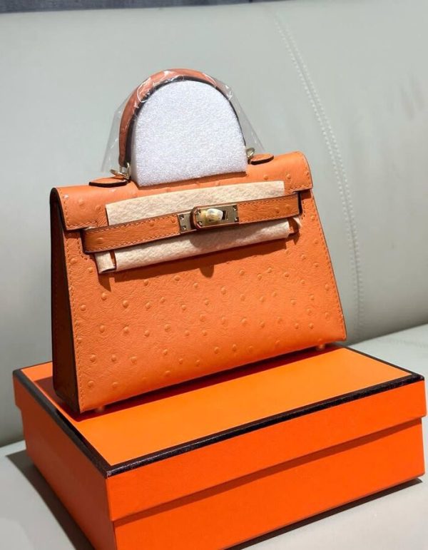 Hermès Gris Perle Ostrich Mini Kelly 20 Gold Hardware | Chicly Hub