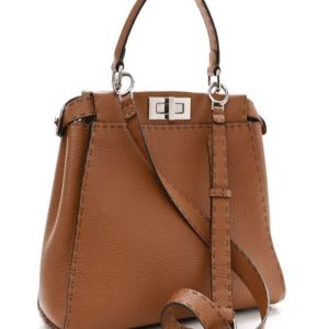 FENDI Cuoio Romano Selleria Bi-Color Medium Peekaboo Iconic Satchel Mou Deserto | Chicly Hub