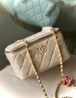 Lambskin Quilted Small CC Dynasty Vanity Case With Chain | Chicly Hub