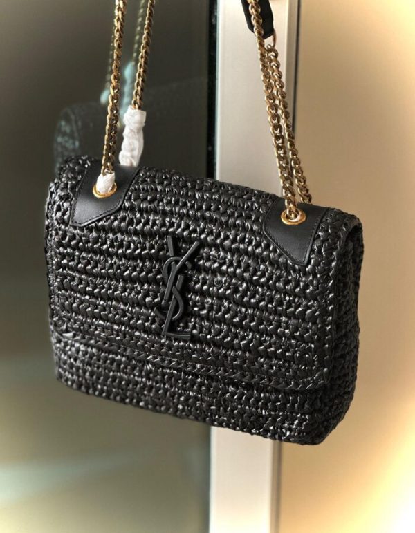 Saint Laurent Medium Niki raffia shoulder bag | Chicly Hub