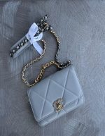 CHANEL Lambskin Quilted Chanel 19 Wallet On Chain WOC | Chicly Hub