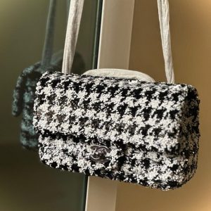 SMALL FLAP BAG Sequins Black & White | Chicly Hub